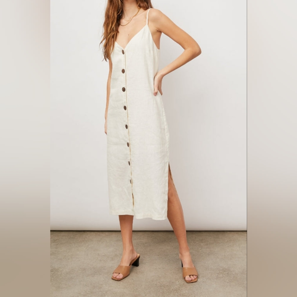Rails Cream Midi Dress with Button Detail